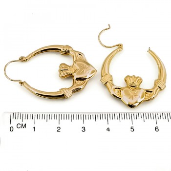 9ct gold (Hollow) Claddagh Hoop Earrings